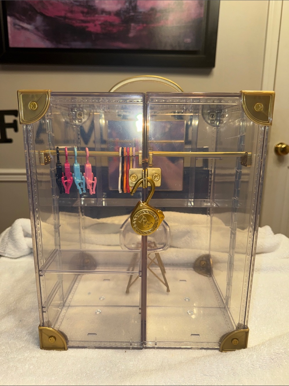 Clear Kids Accessory Display Case with Gold Accents - Transparent
